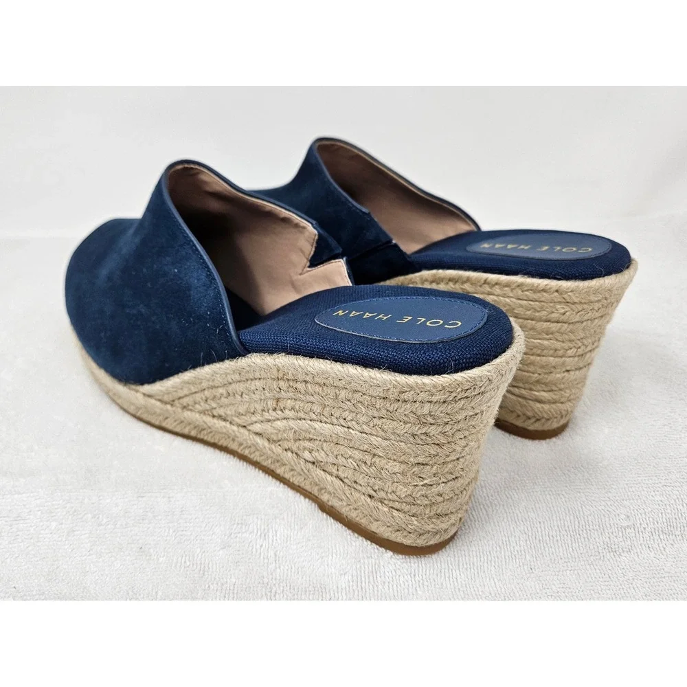 Cole Haan Southcrest Mule Blue Suede Espadrille Women's 11B Sandals W31551 NEW
